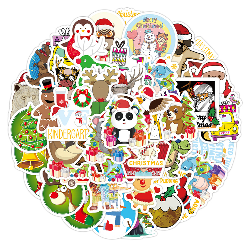 Christmas Stickers Vinyl Waterproof Holiday Party Sticker for Computer Luggage Stationery Greeting Cards