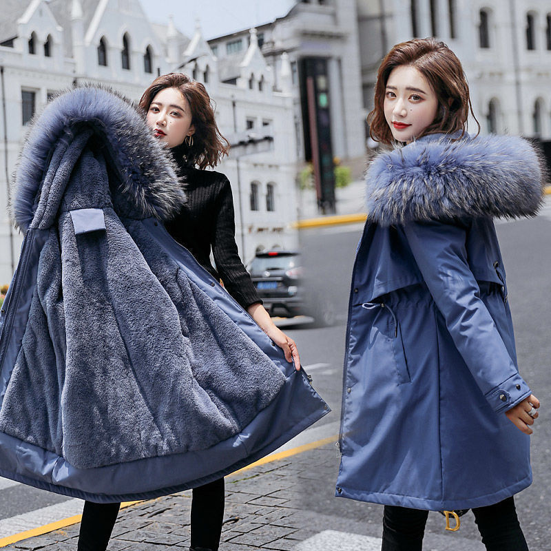 Kadınlar aşağı parkas moda kadife astar kış ceket kadınlar büyük kürk kemer kapşonlu kadın ceket ince sıcak dış giysiler 221008