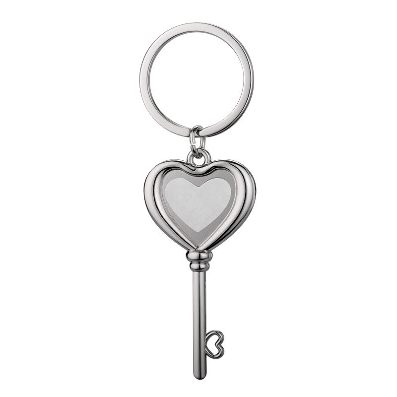 Fashion DIY Sublimatie Blanco Keychain Alloy Silver Hart Designer Keychain Wallet Handtas Karabijnse sleutellang Key Ring voor vrouw Man Valentijnsdag Kerstmis