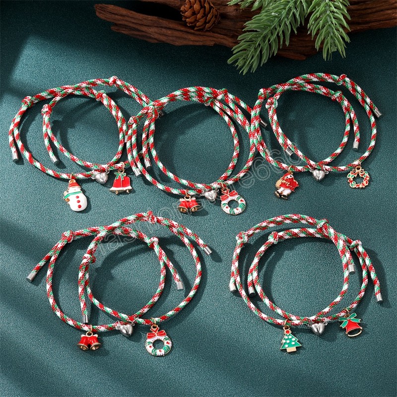 Neujahr Frauen Männer Paar Baum Weihnachten Armband für Liebhaber Vintage Herz Seil Kette Armbänder Schmuck Geschenke