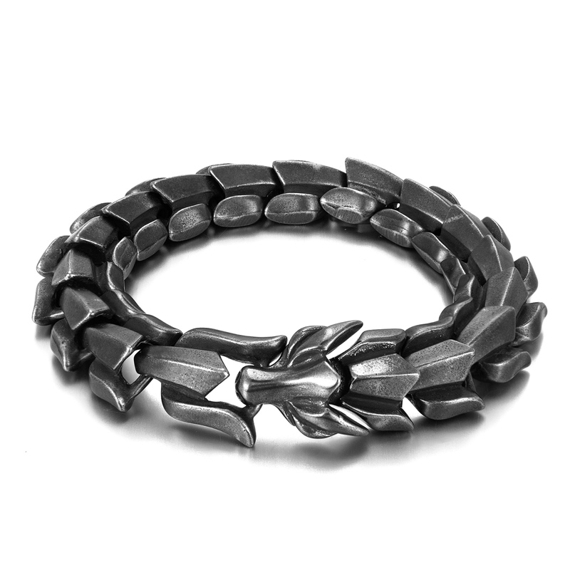 Titanium Steel Men smycken sätter halsbandsarmband vintage gragon benform prydnad kölkedjor trendiga hip hop punk armband