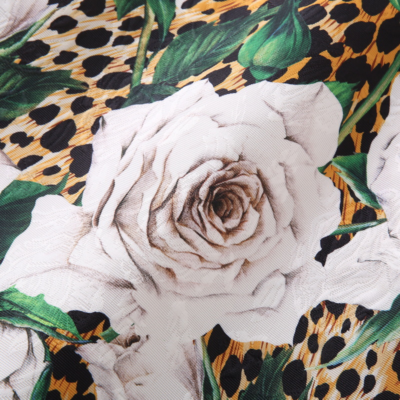 2022 Autunno girocollo con pannelli Leopard Rose Dress Multicolor stampa floreale senza maniche abiti casual corti S2O080114