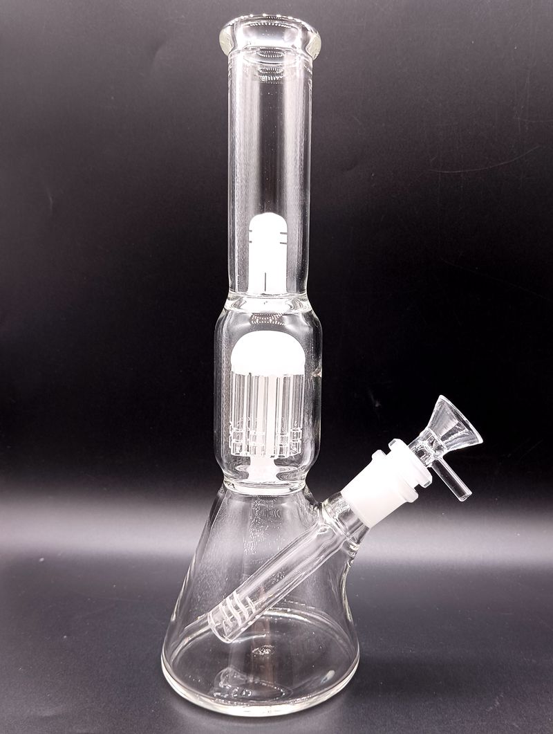 14 인치 맑은 유리 물 봉투서 담즙 흰색 나무 팔 Perc Recycler 암컷 18mm