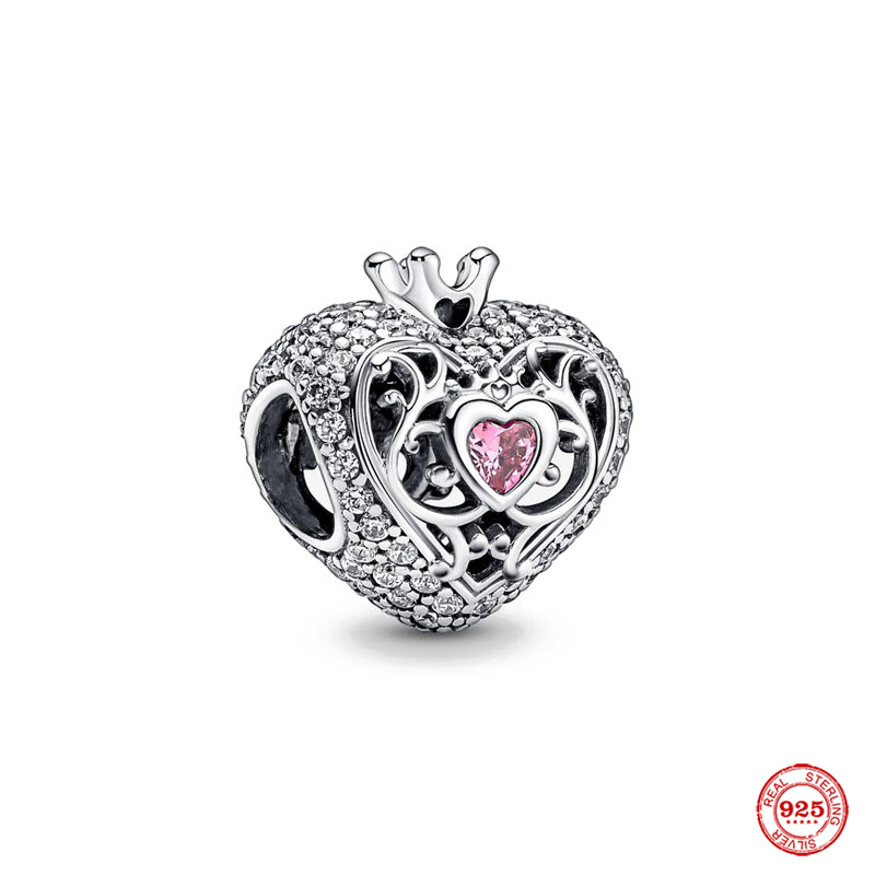 925 Sterling Silber baumelnder Charm-Anhänger für Damen, Perlen, hochwertiger Schmuck, Geschenk, Großhandel, Vorhängeschloss und Schlüssel, baumelnder Charm, rosa Liebesperle, passend für Pandora-Armbänder zum Selbermachen