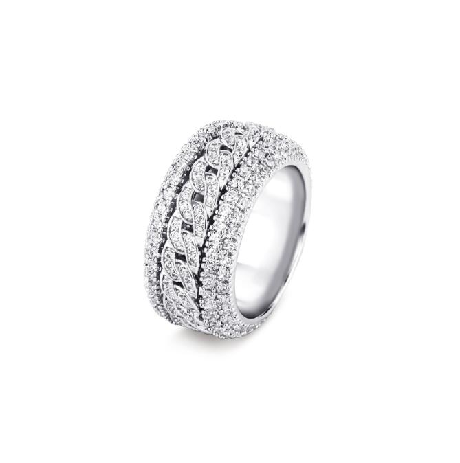 HIP Hop Band Rings European and American Style  Cuban Chain Devise Ice Cravejado AAA Cubic Zircon Ring Jewelry