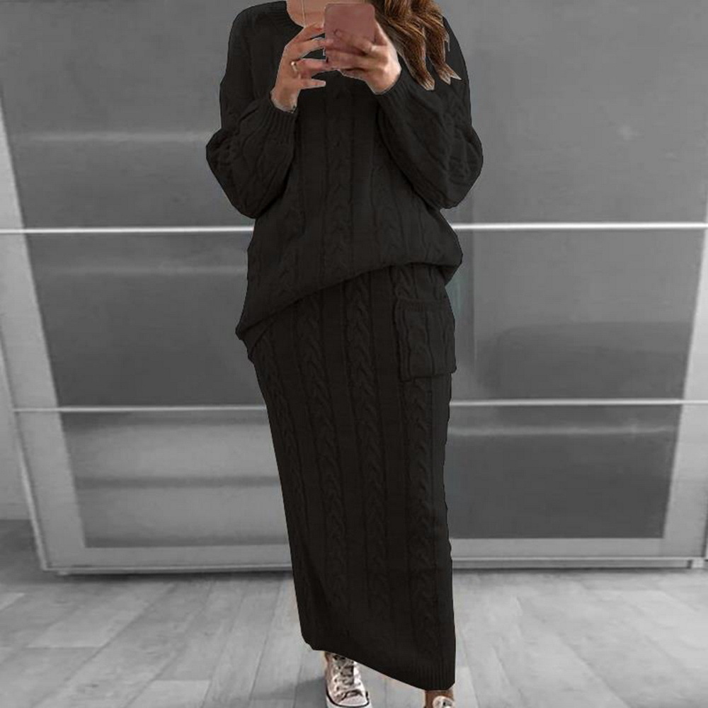 Two Piece Dress SHUJIN Autumn Winter Set Women Long Sleeve Jumpers Sweater Skirt Warm Knitted Outfit Top and Pants s 221010