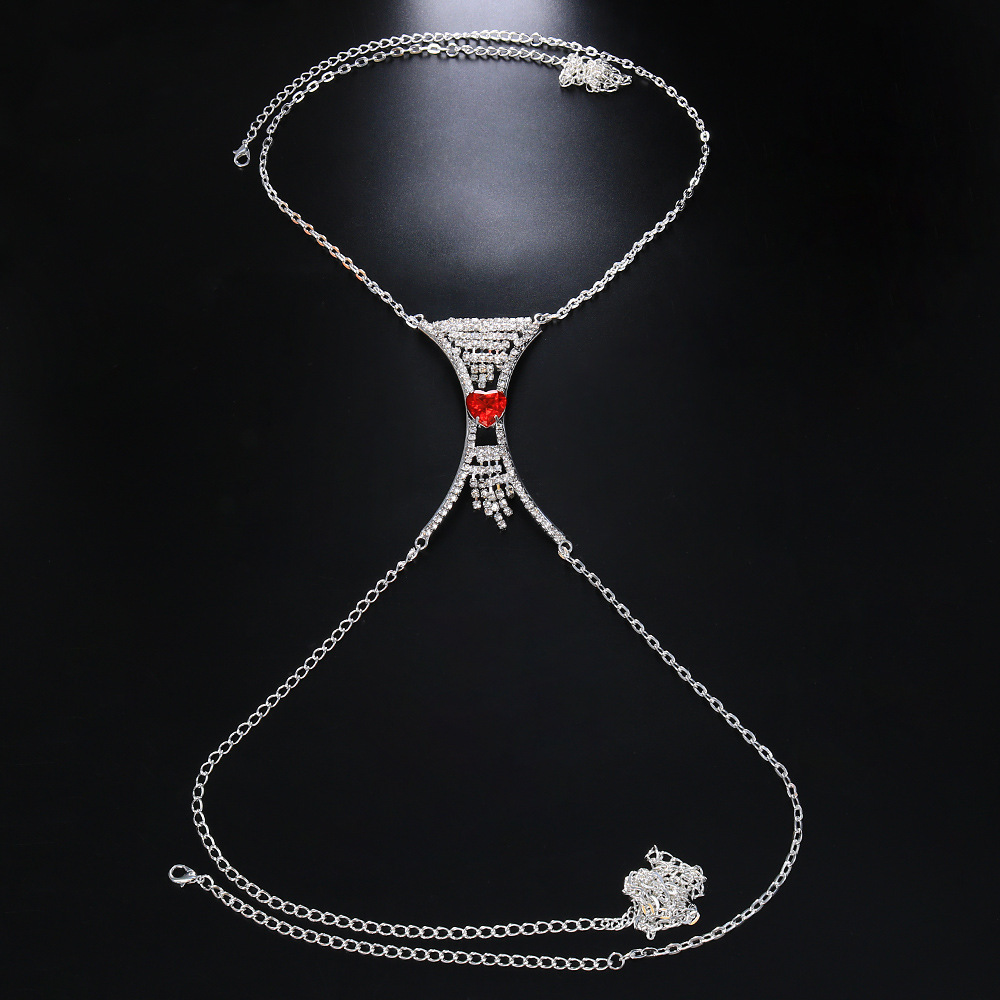 Inne modne serce zielony kryształowy wspornik klatki piersiowej łańcuch biżuterii łańcuch biżuterii dla kobiet dla kobiet seksowne festiwal ubrania 221008