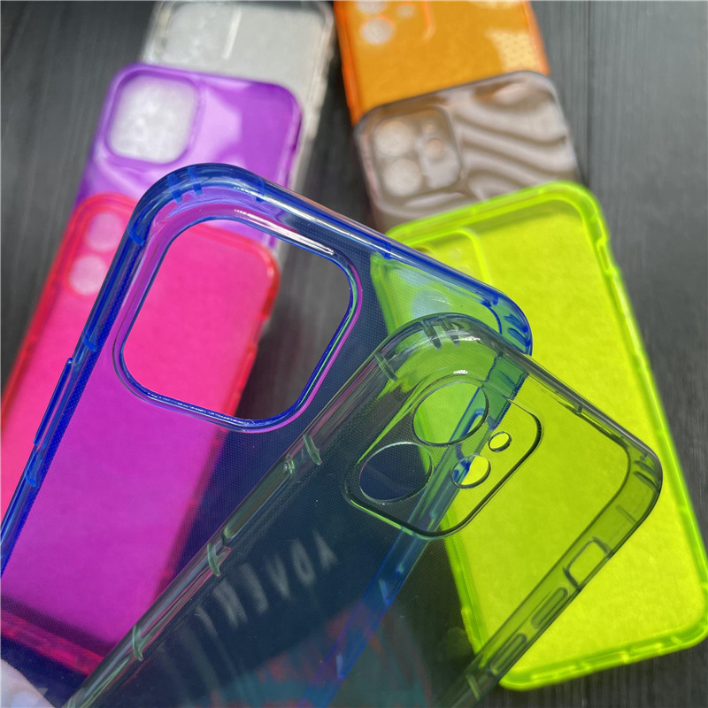 Clear Neon iPhone Case Transparent Colorful Bright Translucent Soft Silicone Cases Slim Shockproof Bumper Cover For iPhone 14 13 12 Pro Max 7 8 Plus