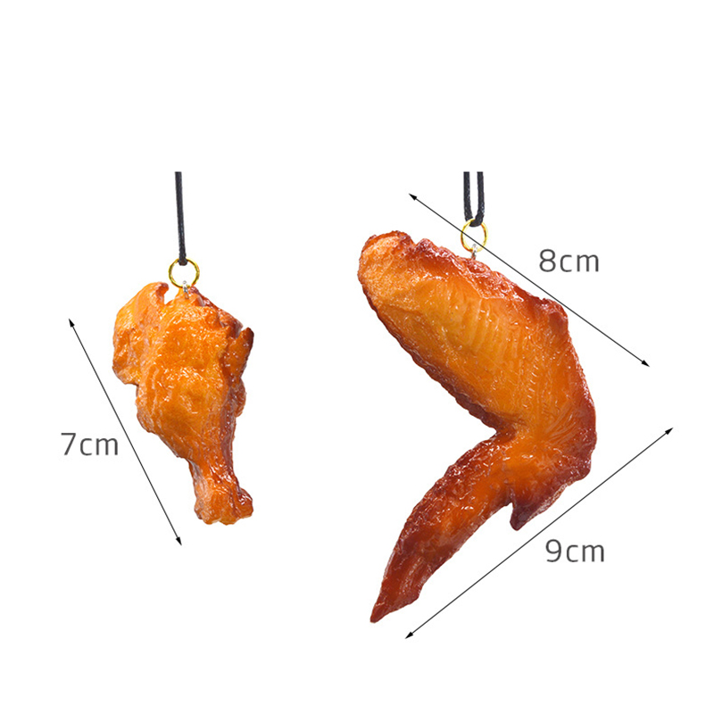 Simulerade matnyckelringar PVC Orleans rostad vinge kycklingben h￤nge nyckelring barn leksaksmodell nyckelkedjan nyckelning