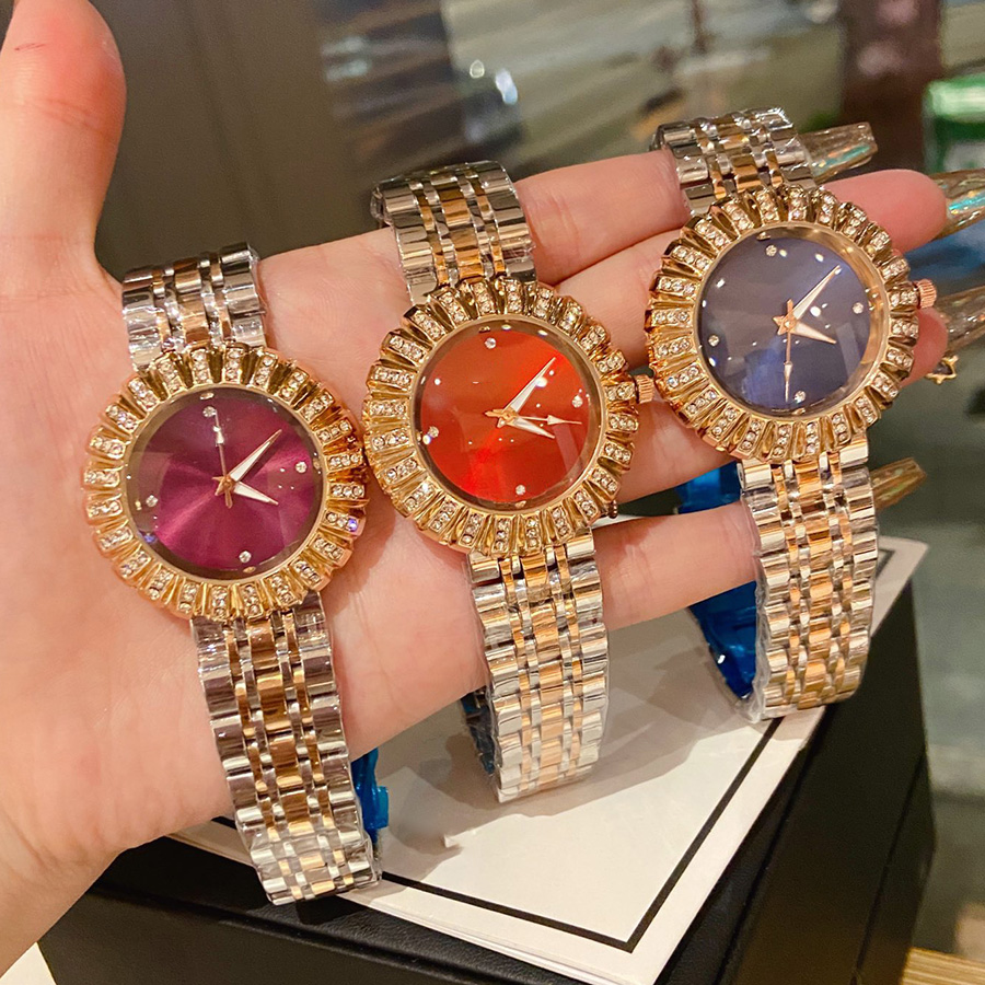Marke Armbanduhren Frauen Damen Mädchen Kristall Stil Luxus Metall Stahl Band Quarzuhr CH 86