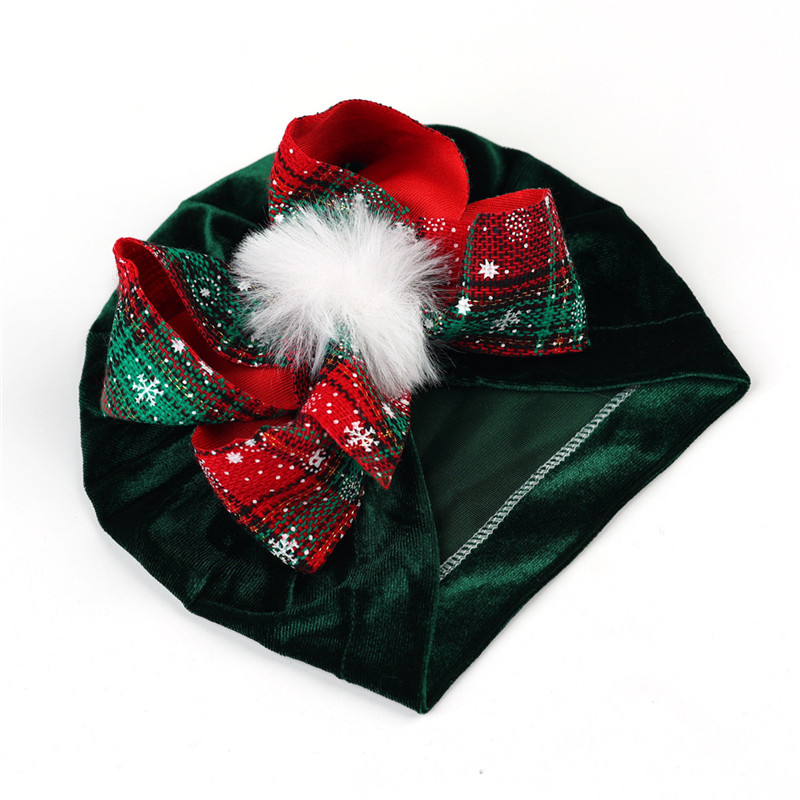 Big Bow Baby Velvet Türban Şapkası Noel Yenidoğan Velvet Kumaş Beanie Hats Bonnet Hastane Kapakları Bebek Noel Hediyesi