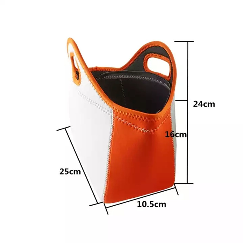 Reusable Sublimation Blanks Neoprene Lunch Bag Carry Case Durable Waterproof Washable Insulated Travel Picnic Bags Handbags Tote With Zipper For Adults Kids