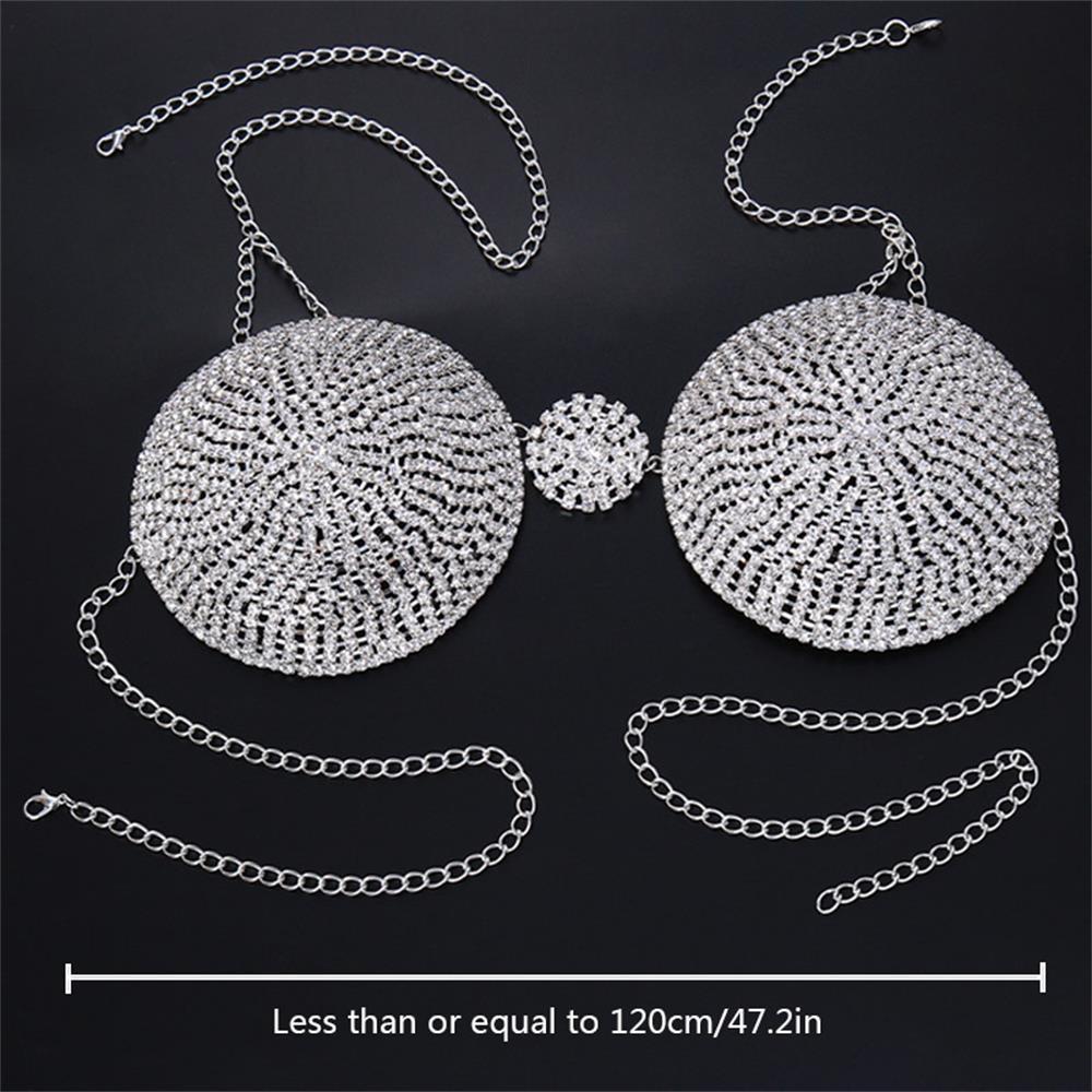 Andere Sexy Runde Tasse Kristall BH Kette Top Bikini Strand Dessous Glänzende Körperkette Brustschmuck für Frauen Unterwäsche Party 221008