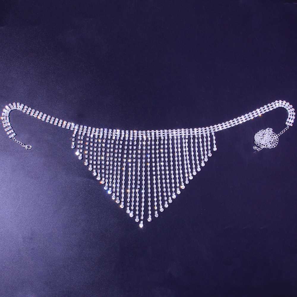 Andra Stonefans Bling Tassel Body Chain Bra Harness underkläder Justerbar lyxig ihålig kroppsmycken Bodysuit Crotchless 221008