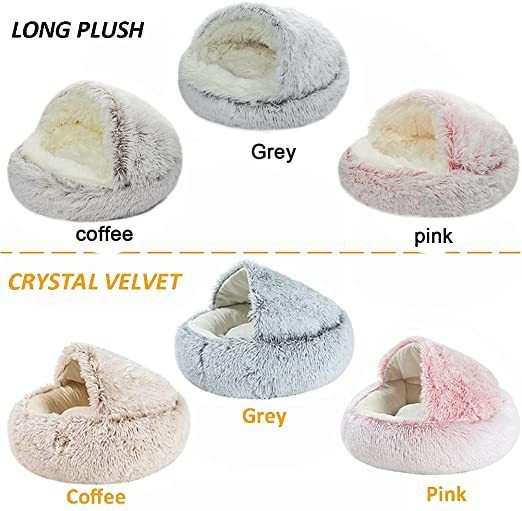 Camas de gato Móveis de inverno Cama de animais de estimação longa de pelúcia Round Cushion House Quarta Sleep Bag Nest Kennel 2 em 1 para o cachorro pequeno 221010