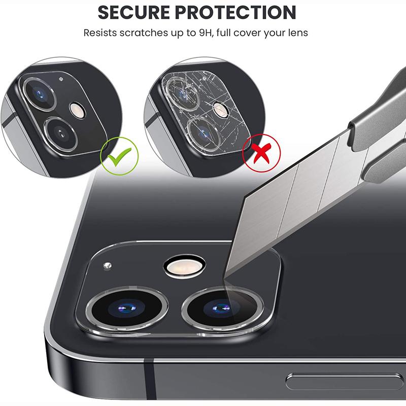 Protecteur d'objectif de caméra arrière 3D HD clair résistant aux rayures en verre trempé avec cercle de flash pour iPhone 14 13 12 Mini 11 Pro Max Film