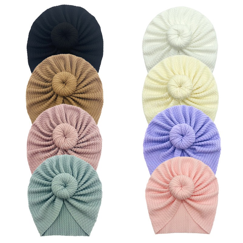 Solide kleur gestreepte baby tulband hoed mode handgemaakte ronde bal baby caps donut headwar kleding decoratie