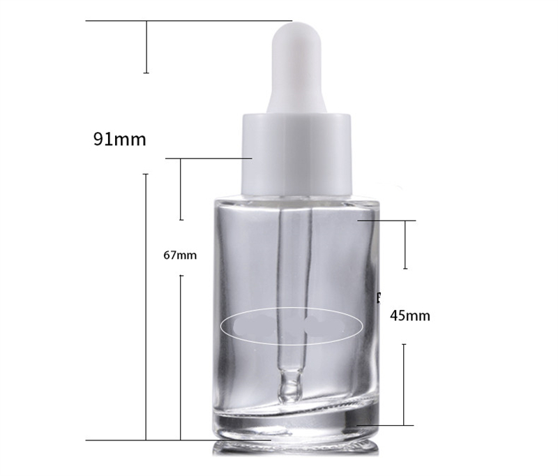 Packaging Bottles 30ml Flat Shoulder Frosted Clear Amber Glass Round Essential Oil Serum Bottle With Glass Dropper for Cosmetics Essence Bottles