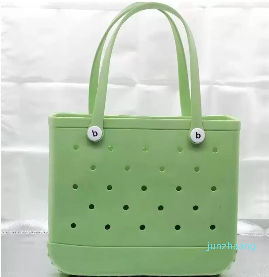 Vattentät kvinna Eva Bogg Bag Tote Stora shoppingkorg Väskor Lagring Washable Beach Silicone Bog Bag Purse Eco Jelly Candy Lady 2282Q