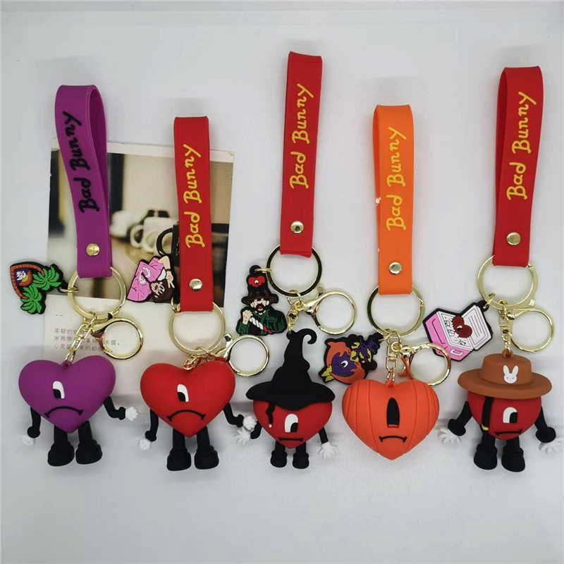 PVC Keychains d￥liga kaninband mjuka sp￤nne dekorationer charm f￶r barn designer tecknad v￤ska h￤nge dhl/ups snabb fartyg