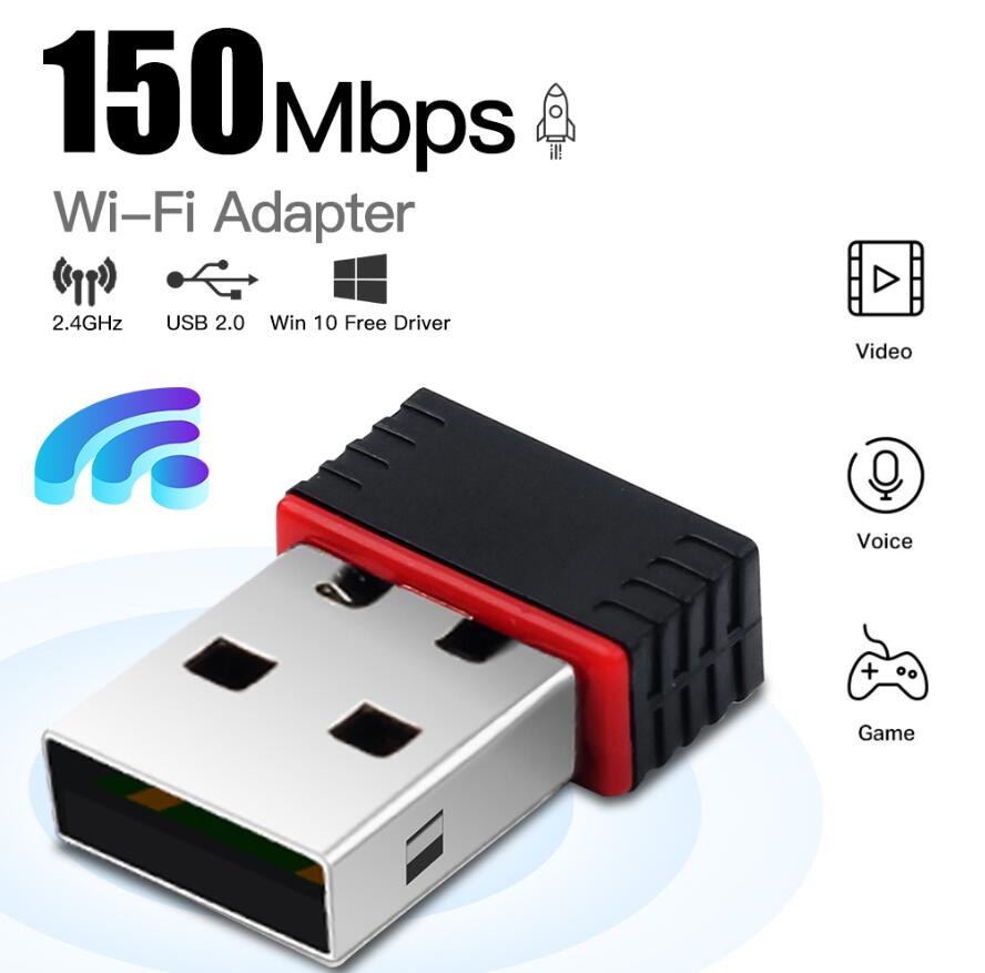 Nano 150m USB Adapter Wi -Fi 150 Mb / s bezprzewodowy IEEE 802.11n G B Mini Antente Chipset RTL8188 FTV Karta sieciowa