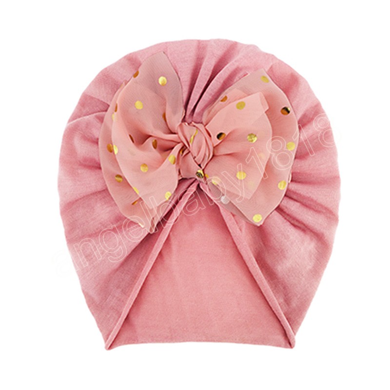 Mode guld prickar bowknot småbarn kepsar söta handgjorda bågar baby turban hatt barn huvudbonad hårtillbehör