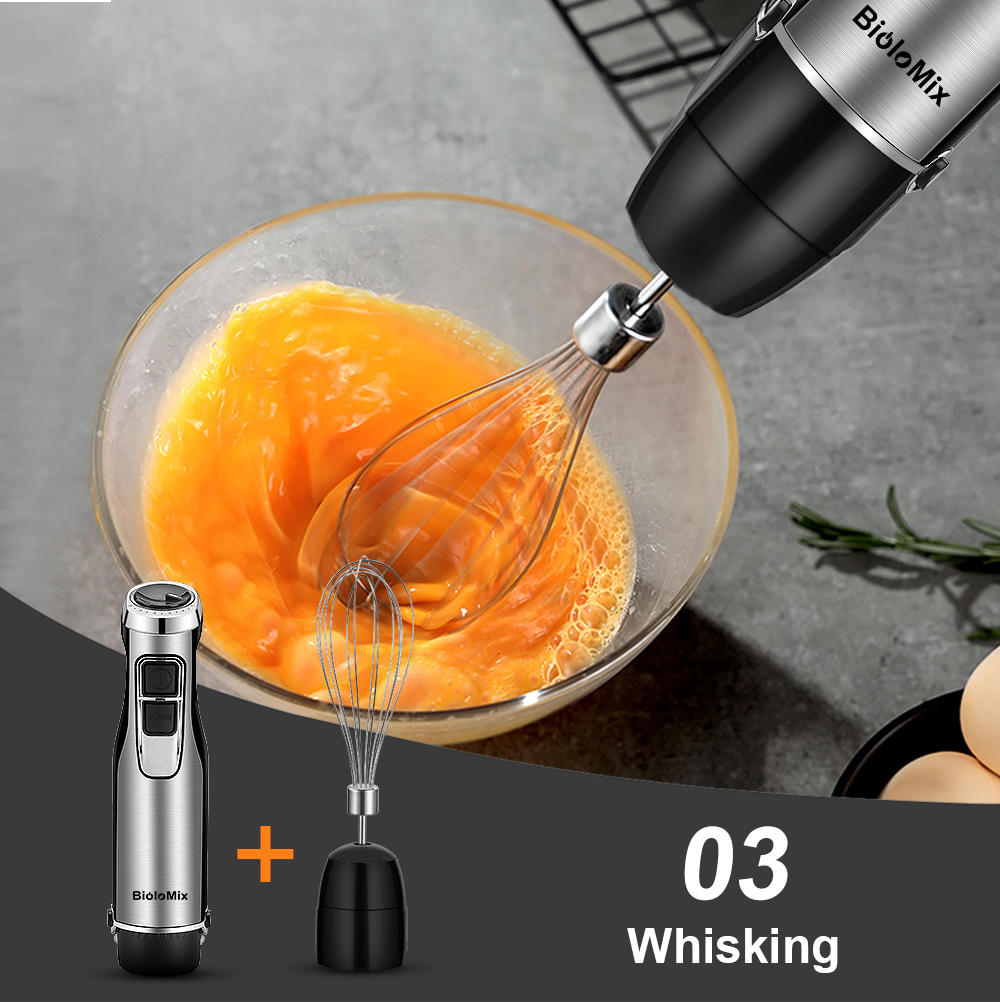 Utensili frutta e verdura BioloMix 4 in 1 Frullatore a immersione ad alta potenza 1200 W Frullatore a immersione Include tritatutto e tazza frullato Lame ghiaccio in acciaio inossidabile 221010