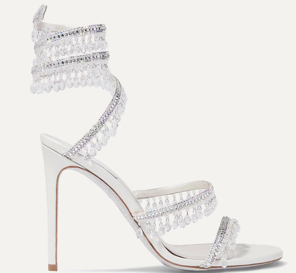 Artisans de créateurs italiens ReneS Margot Jewel Sandales Chaussures Cleo embelli satin Caovilla Strappy Talons hauts Robe de mariée Lady Gladiator Sandalias