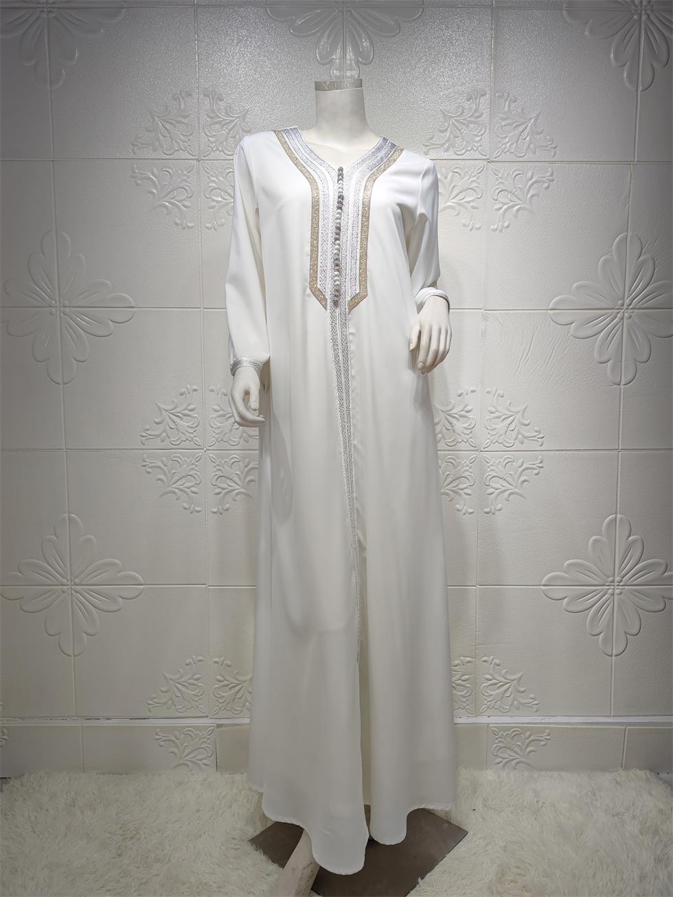 Muzułmańskie sukienki Special Targe na Bliskim Wschodzie Kobiet V-Neck Abaya SPLILICICING LONG SPIRT Z dwuczęściową imprezą kamizelką BT084