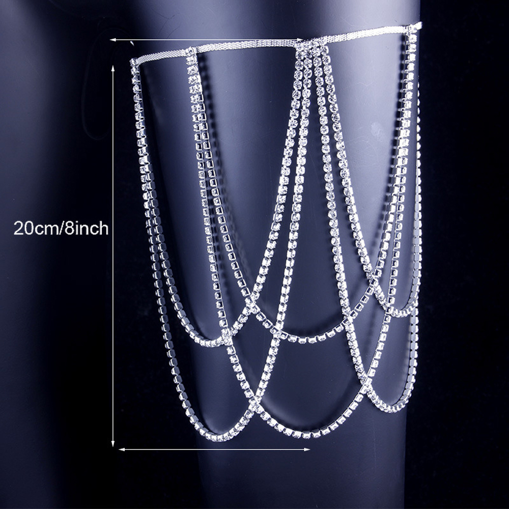 Other Sexy Glitter Thigh Chain Multilayer Metal Leg Chain Women Fashion Gold Silver Personality Body Chain Jewelry 221008