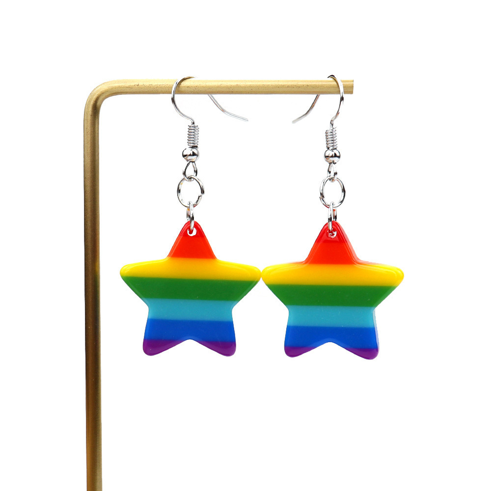 Dangle Kroonluchter 12 Paar LGBT Regenboog Oorbellen Gay Pride Charm Hart Oorbel voor Vrouwen Mode-sieraden Brincos 2210102784