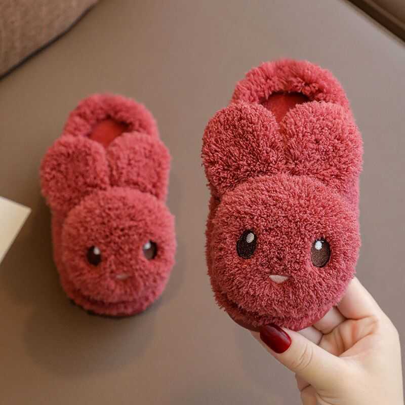 Slipper Autumn and winter children's cotton slippers boys and girls plush cartoon warm parent-child non-slip children with cotton shoes L221010