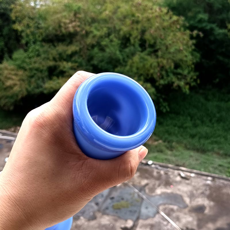 Verre épais bleu recycleur d'eau Bong narguilés avec pneu Pec femelle 18mm fumer tuyaux plates-formes pétrolières