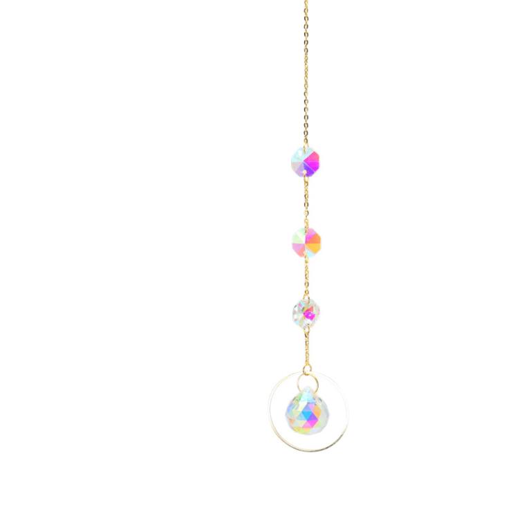 Garden Decorations Sun Catchers Hanging Crystal Ball Beaded Ornament Window Patio Lawn Moon Star Pendant Glass Prism Rainbow Wind Chimes SN4948