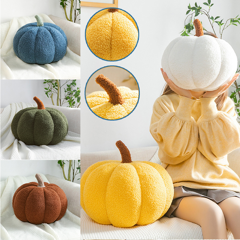 CushionDecorative Pillow Flannel Pumpkin Cute Cartoon s Solid Color Plush Cushion For Car Sofa Halloween Decoration 221008