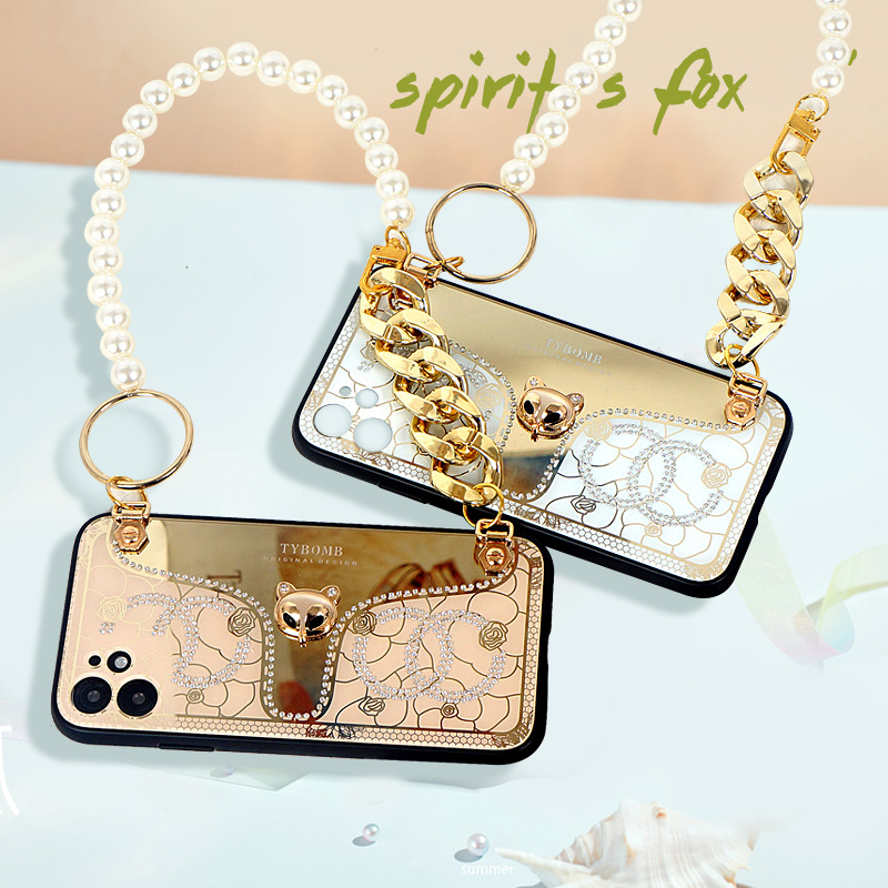 Lujosos Noble Fox Fundas para teléfonos móviles Diseñador Bling Bling New Chain Rhinestones para iPhone 11 12 13 14 Pro Max Series