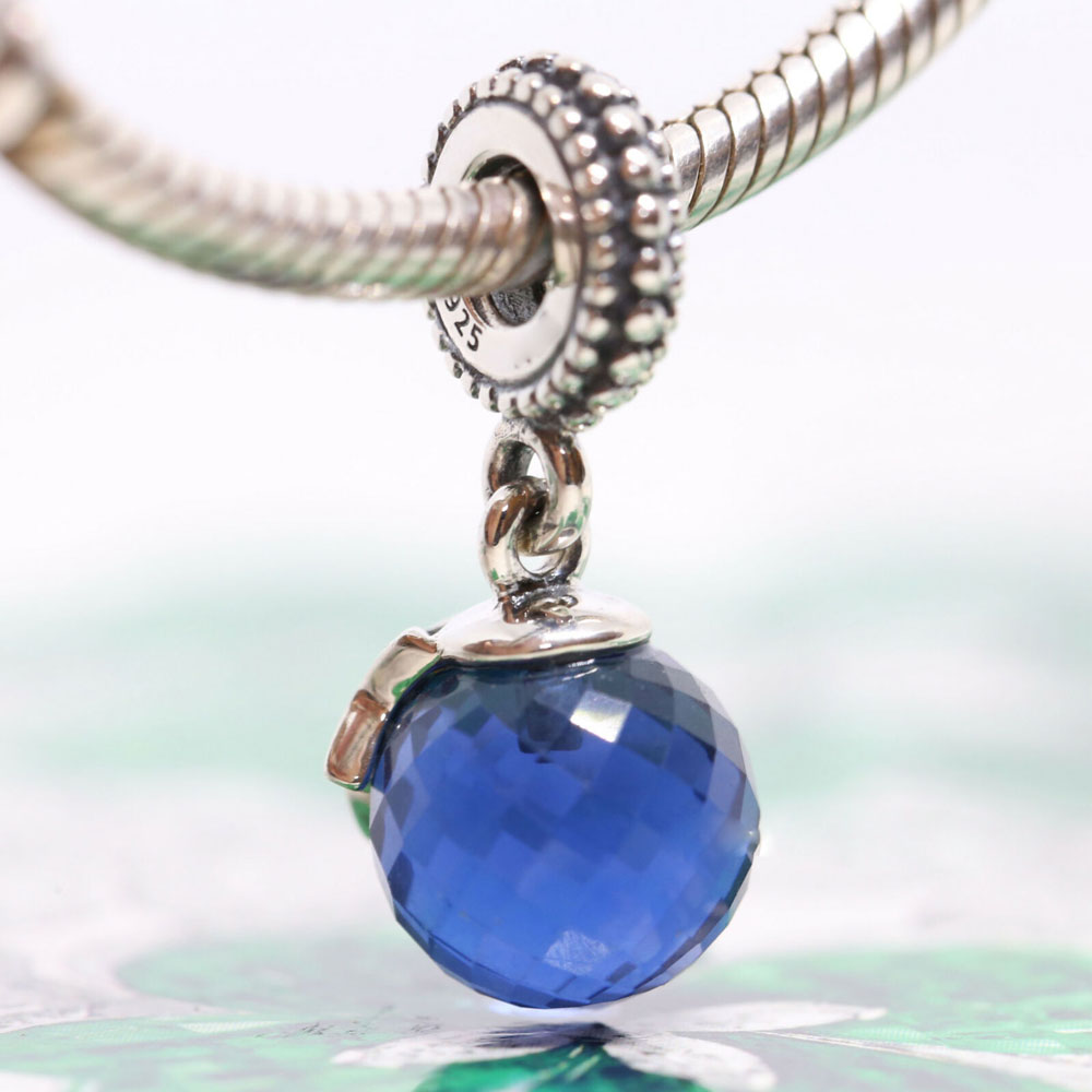 925 Звезда стерлинговой серебряной луны с Midnight Blue Cz Dangle Bead Bead подходит для европейских украшений в стиле Pandora Bracelets