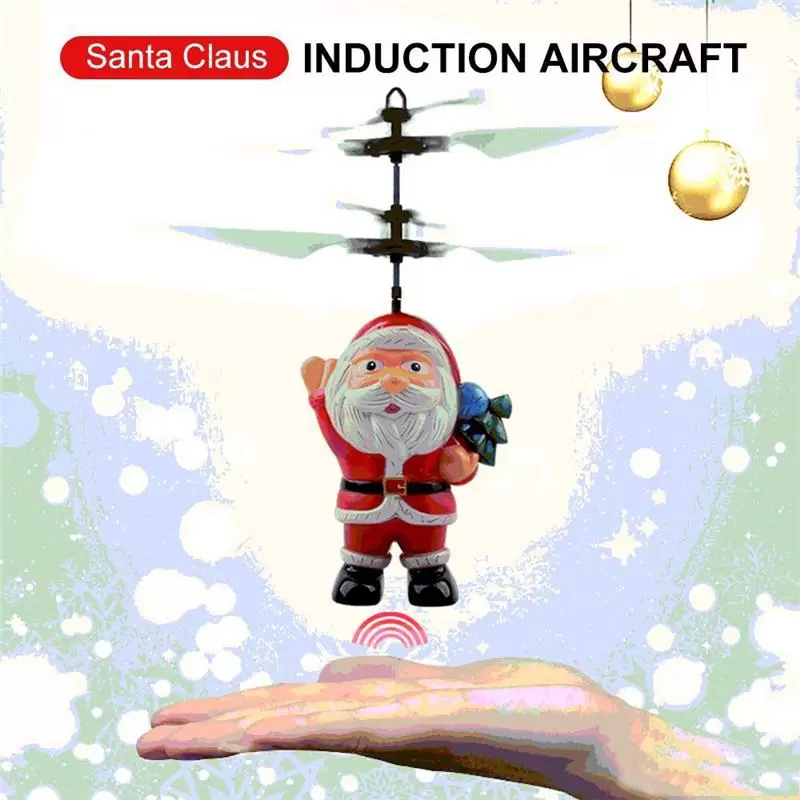 LED VLACHT TOYOY INDUCTIEVE MINI RC DRONE Kerstmis Santa Claus Inductie Aircraft Helicopter for Kids Christmas Gifts C98