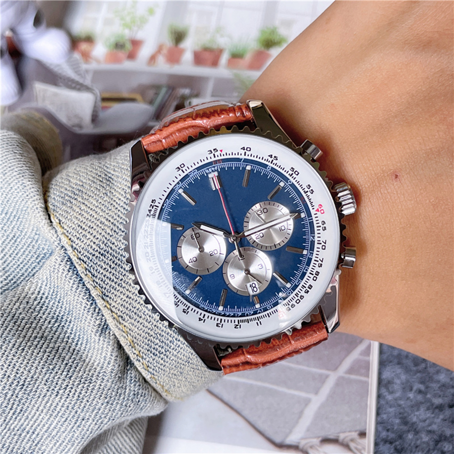 Relojes de pulsera de marca de moda para hombre estilo deportivo informal de lujo todos los diales correa de cuero de trabajo reloj de cuarzo B06