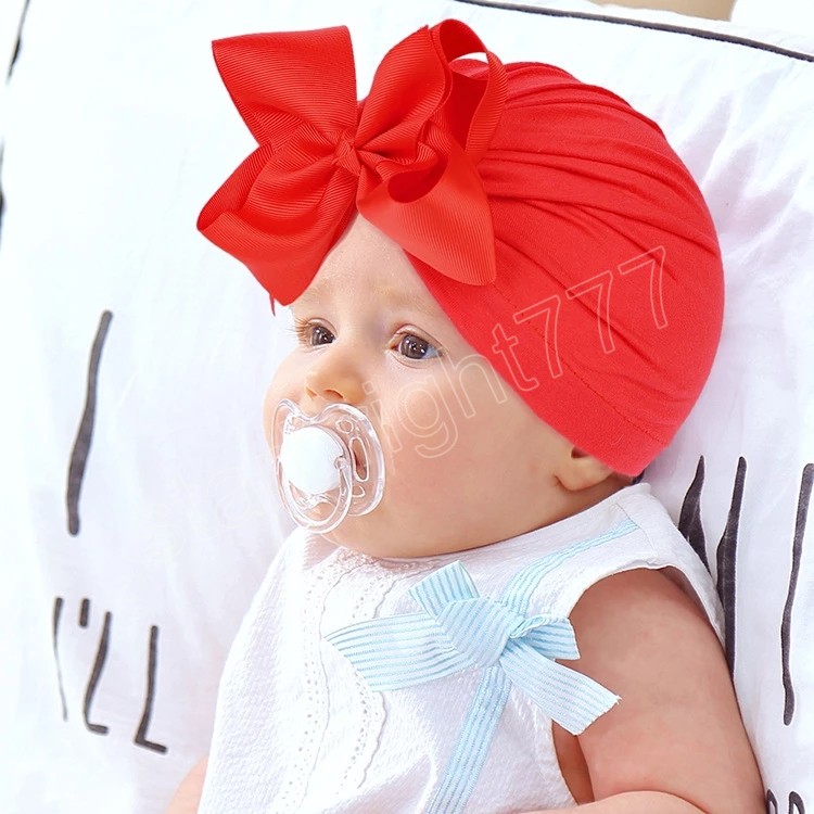 Cute Ribbon Bow Knot Cap Handmade Baby Girls Beanie Hats Caps Soft Newborn Infant Kids Hair Accessories Birthday Gifts