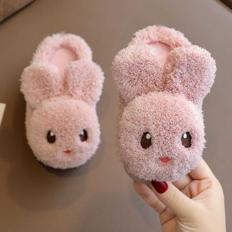 Slipper Autumn and winter children's cotton slippers boys and girls plush cartoon warm parent-child non-slip children with cotton shoes L221010