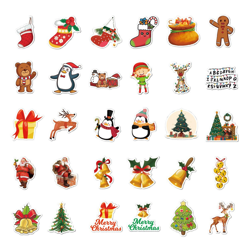 Christmas Stickers Pack for Water Bottles Cards Scrapbooking Crafts Holiday Party