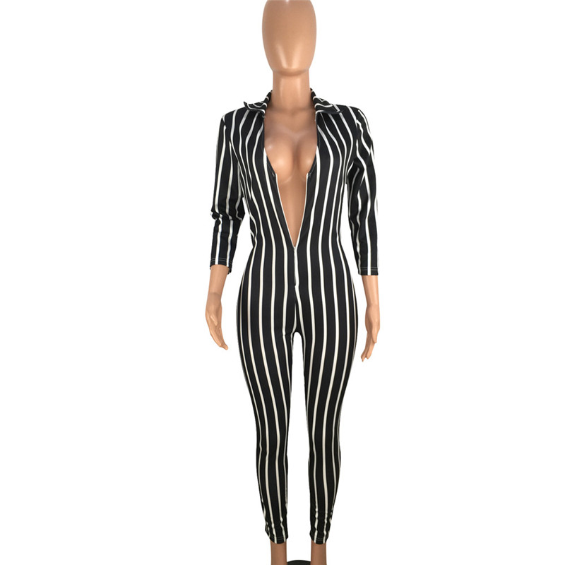 Women Rompers Jumpsuits Long Sleeve Sexy Elegant Fashion Slim Pullover Comfortable Clubwear Women Clothing Striped Bulk Items Wholesale Klw2403
