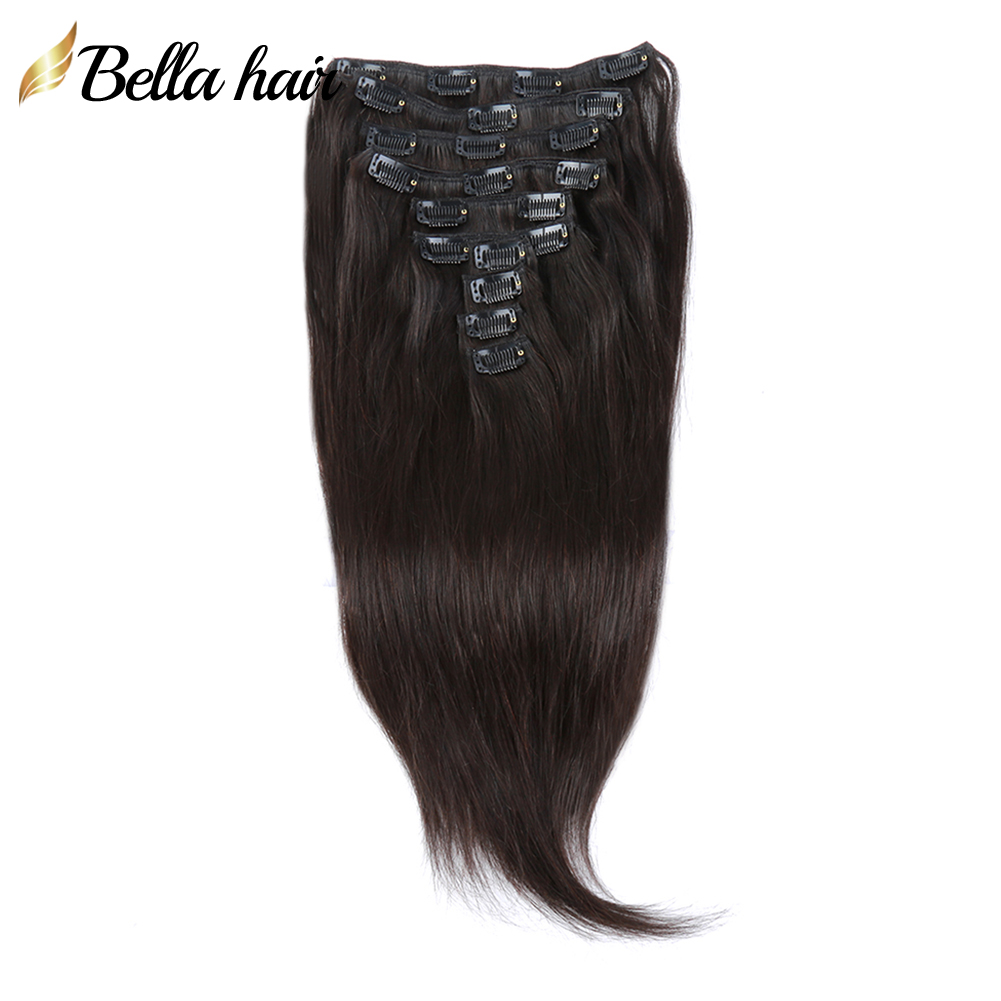 Klipp i hårförlängningar verkligt mänskligt hår silkeslen rak 160 g 10 st 21 klipp kvalitet dubbel inslag jungfru remy mjuk naturlig för kvinnor bellahair