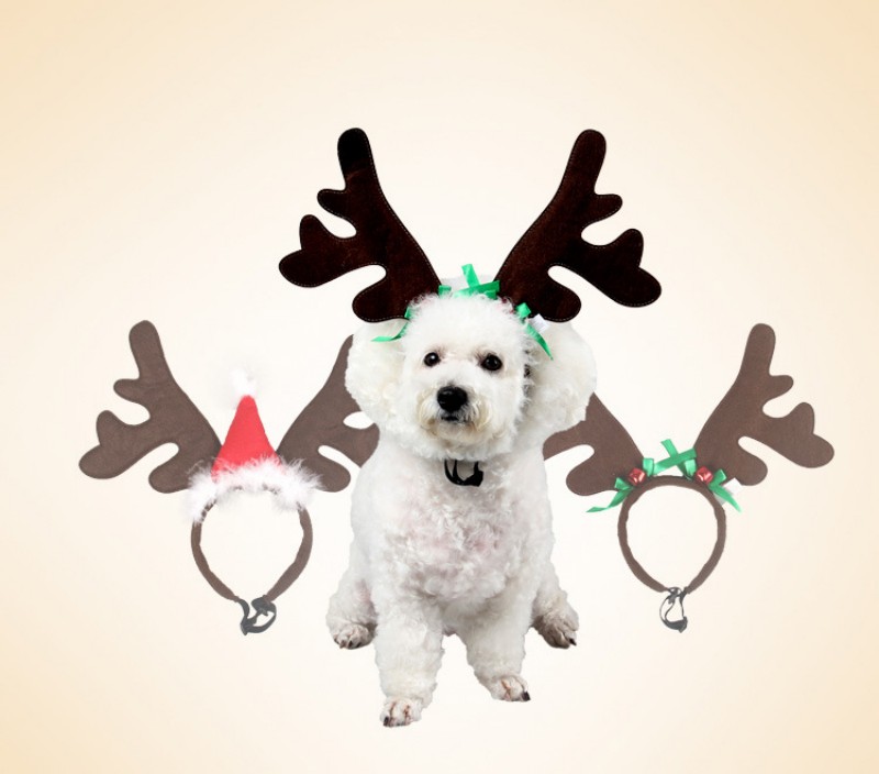 犬のアパレルペットヘッドウェアエルクジュエリードッグヘッドウェアクリスマス面白いホリデー用品プロムドレス
