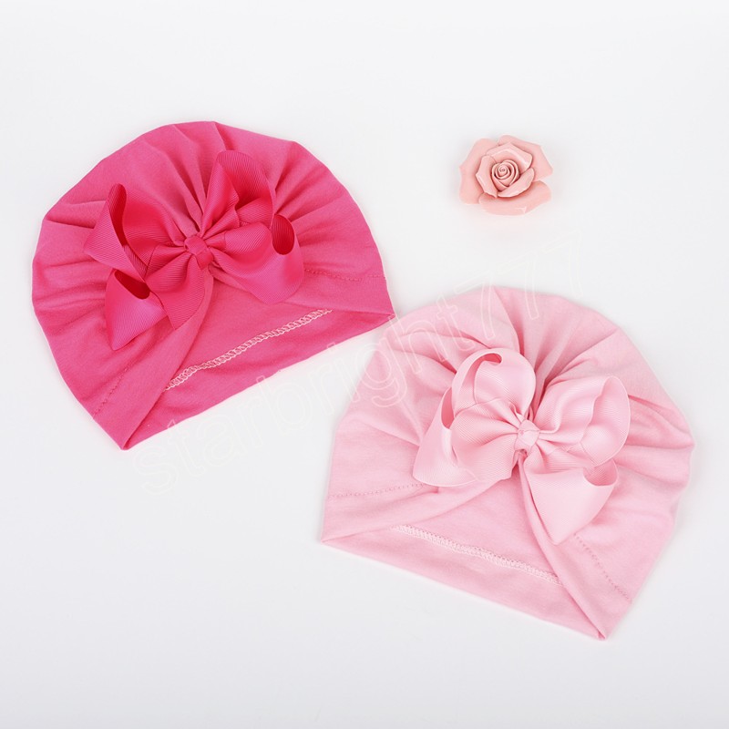 Cute Ribbon Bow Knot Cap Handmade Baby Girls Beanie Hats Caps Soft Newborn Infant Kids Hair Accessories Birthday Gifts