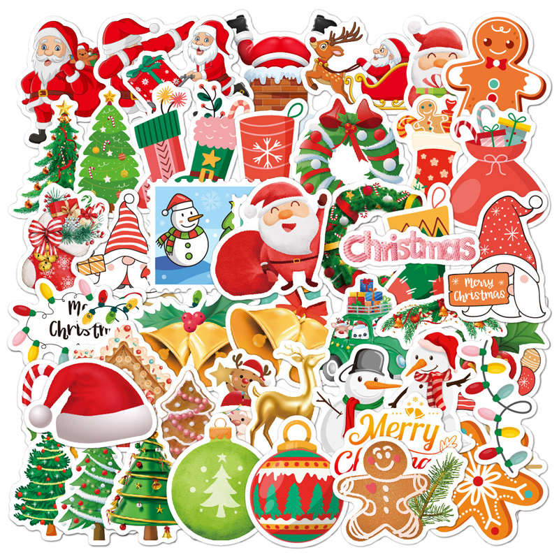 Christmas Stickers Pack for Water Bottles Cards Scrapbooking Crafts Holiday Party