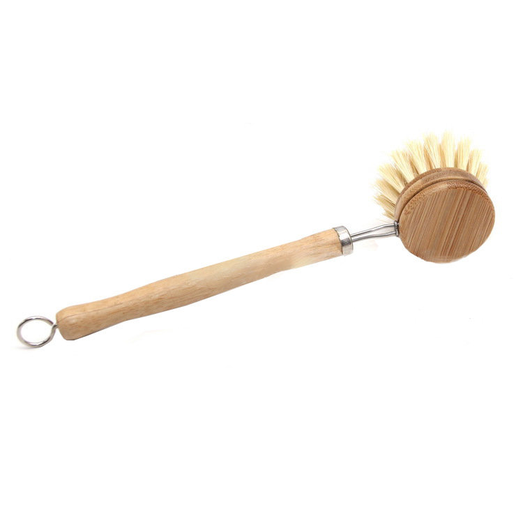 En bois naturel bambou longue poignée Pot brosses cuisine casserole plat bol lavage brosse de nettoyage ménage nettoyant outils de nettoyage