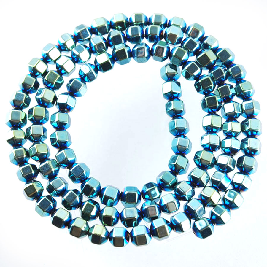 Wojiaer naturliga stenp￤rlor Material F￤rgglada fasetterade hematitavst￥nd L￶st p￤rlor f￶r smycken som g￶r DIY -armband 4mm BL313