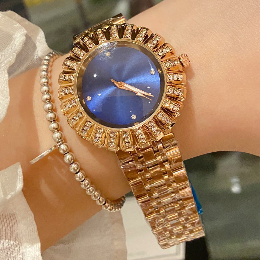 Brand Wrist Watches Women Ladies Girl Crystal Style Luxury Metal Steel Band Quartz Clock CH 86